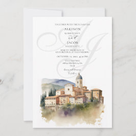 Italienskt monogram Destinationsbröllop i Toscana Inbjudningar