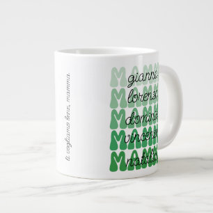 Italienskt Mors Dag-present Mamma Retro Barn Namn Jumbo Mugg