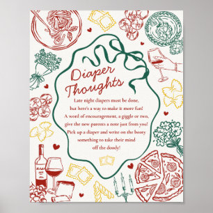 Italienskt pastabarnvakt-diaper-tankar spel poster