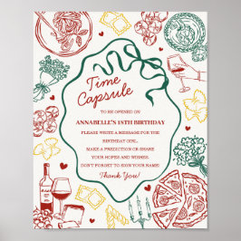 Italienskt pastabarnvignings tids kapsel spel poster