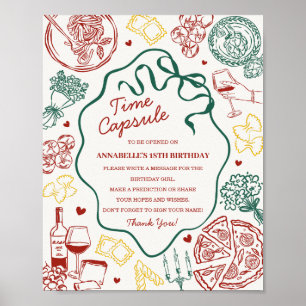 Italienskt pastabarnvignings tids kapsel spel poster