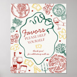 Italienskt pastamiddagspartajack Sign Poster