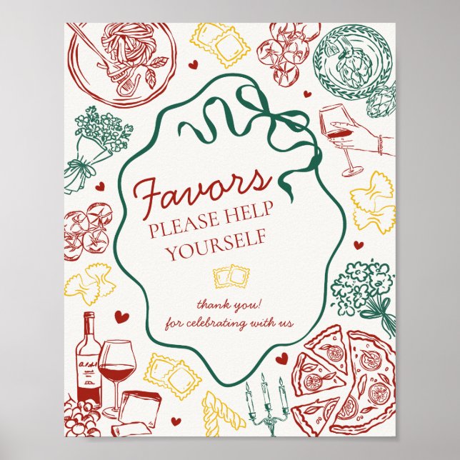 Italienskt pastamiddagspartajack Sign Poster (Framsidan)