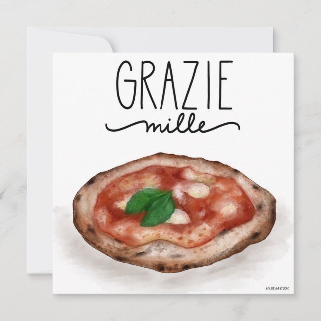 Italienskt Pizza Grazie Mille-tackkort (Framsida)