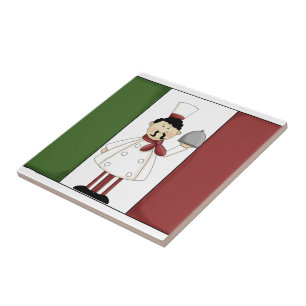 Italienskt schack nr 4 med flagga Tile Kakelplatta