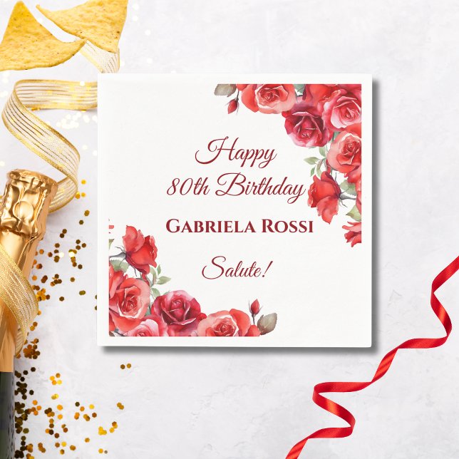 Italienskt tema 80:e födelsedag Napkin Pappersservett (Skapare uppladdad)