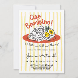 Italienskt tema baby shower pasta Ciao Bambino Ita Inbjudningar
