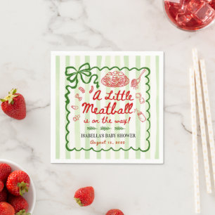 Italienskt tema för baby shower med grön rosett pappersservett