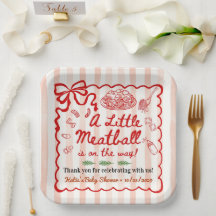 Italienskt tema för baby shower med röd rosett