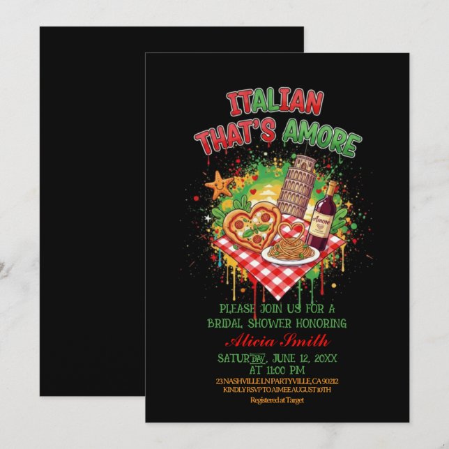 Italienskt That's Amore Bröllopsdusch Inbjudan (Fram/baksida)