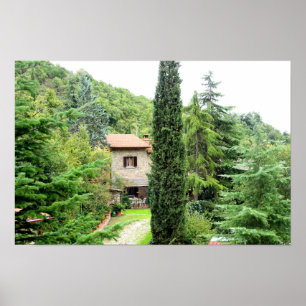 Italienskt tuscan lantligt lantbrukarhem. Tuscany. Poster