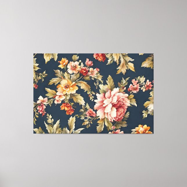 Italienskt vackert Blommönster Canvastryck (Framsida)