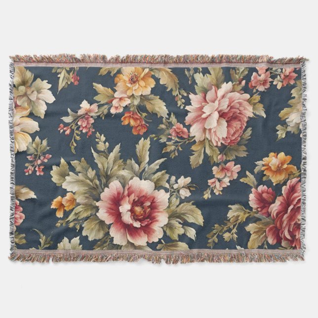 Italienskt vackert Blommönster Filt (Framsidan)