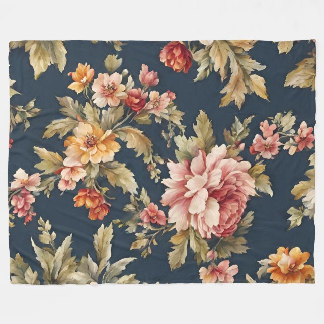 Italienskt vackert Blommönster Fleecefilt (Framsidan (Horisontell))