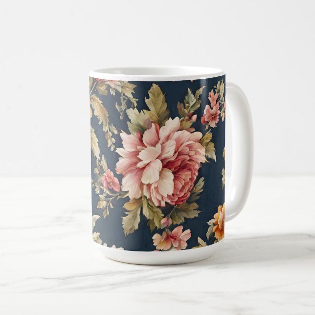 Italienskt vackert Blommönster Kaffemugg (Framsida höger)