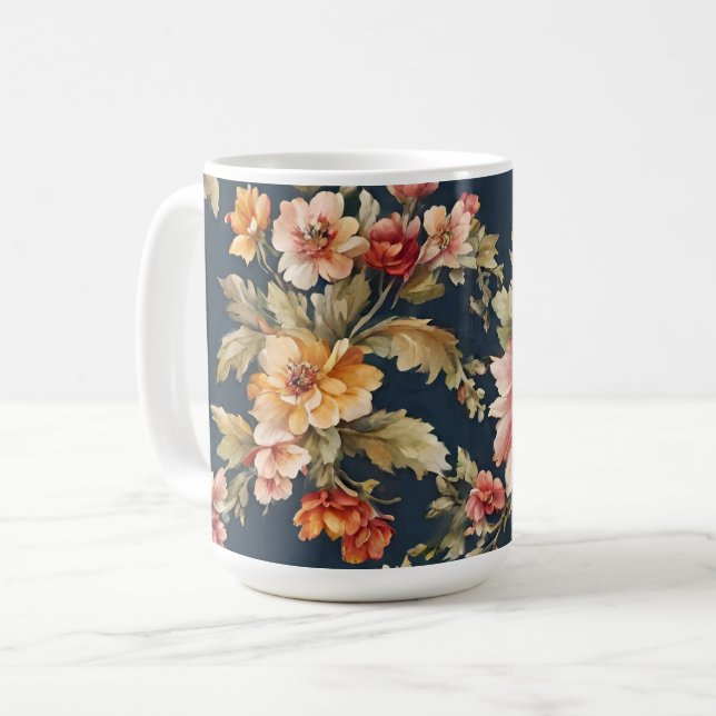 Italienskt vackert Blommönster Kaffemugg (Framsida vänster)