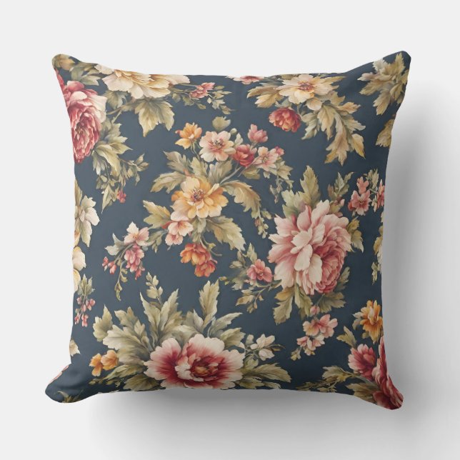 Italienskt vackert Blommönster Kudde (Framsida)