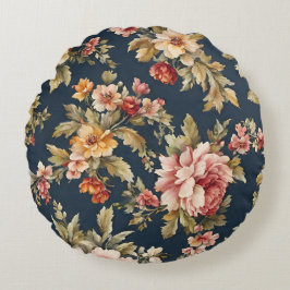 Italienskt vackert Blommönster Rund Kudde