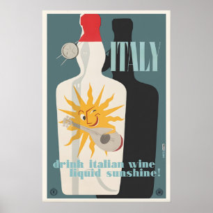 Italienskt vin vintage dryck affisch tryck presen