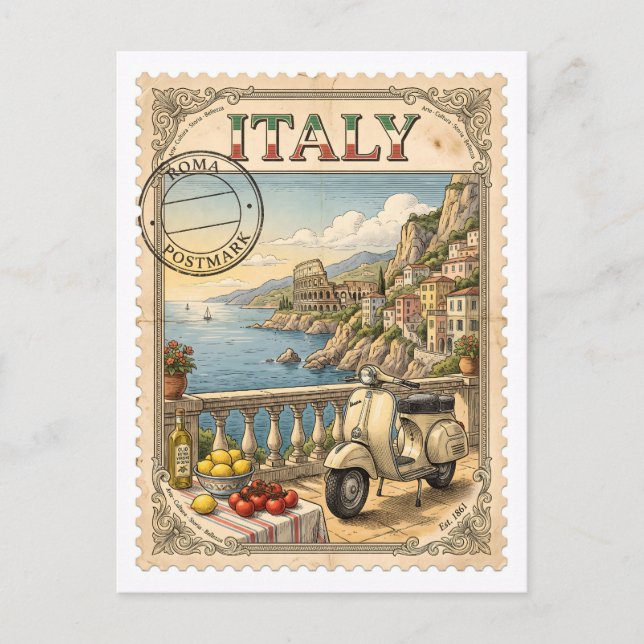 Italienskt Vintage-resor Vykort (Framsida)