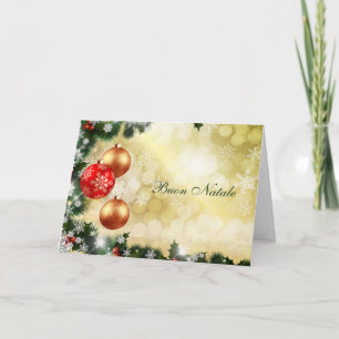 Italisn Chrismas - red, guld baubles, snöflingor Helgkort
