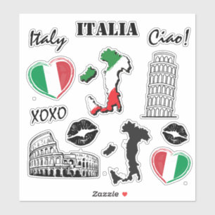 Italy 12pc Variety Sticker Pack Klistermärken