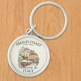 Italy Amalfi Coast Souvenir – La Vita è Bella Rund Silverfärgad Nyckelring