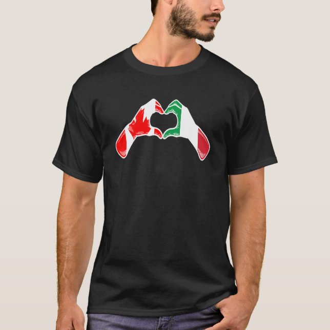 Italy Canada Flag Italian Canadian Heart T Shirt (Framsida)