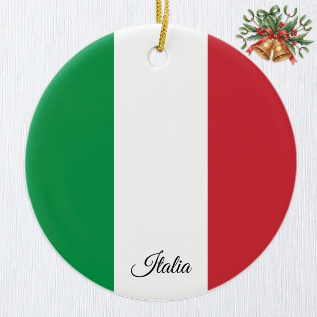 Italy Christmas Ornament, Italian Flag Julgransprydnad Keramik (Italian Flag Ornament / Italia)