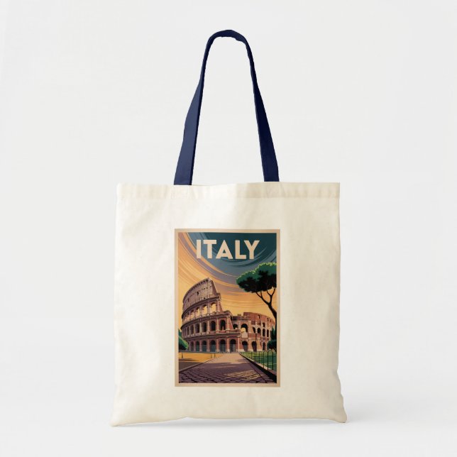 Italy Colosseum Illustration Travel Art Vintage Tygkasse (Framsidan)