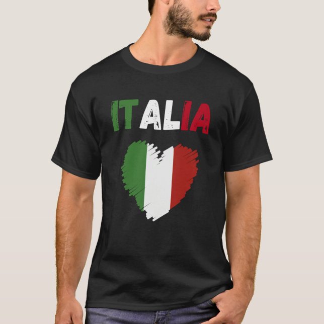 Italy Flag Holiday Italy Heart Italian Flag T Shirt (Framsida)