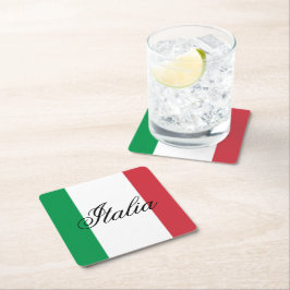 Italy Flag Italian Pride Europe Country Underlägg Papper Kvadrat