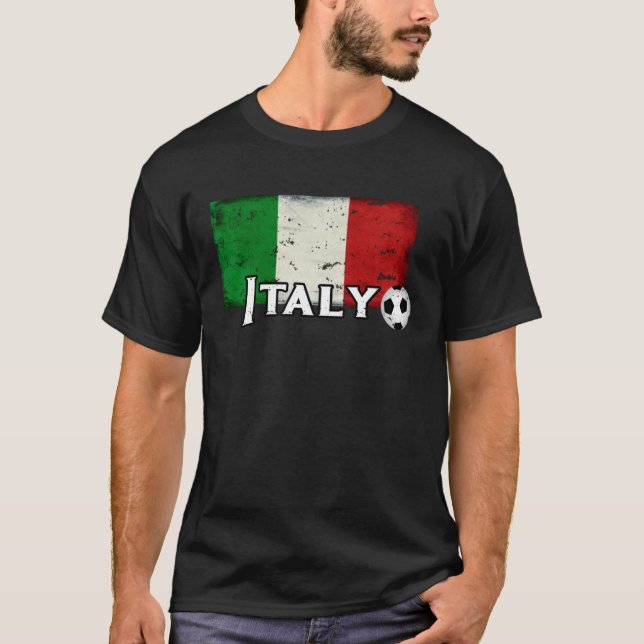 Italy Flag Soccer Fans Love Their Italian Football T Shirt (Framsida)