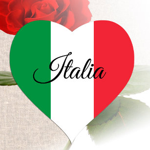 Italy Heart Sticker, Patriotic Italian Flag Hjärtformat Klistermärke