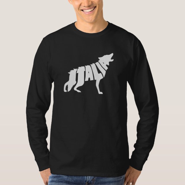 Italy Howling Italian Wolf Word Art - Funny Animal T Shirt (Framsida)