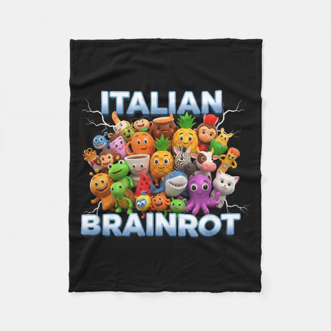 Italy Italian Brainrot Funny Meme Characters Trend Fleecefilt (Framsidan)