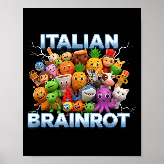 Italy Italian Brainrot Funny Meme Characters Trend Poster (Framsidan)