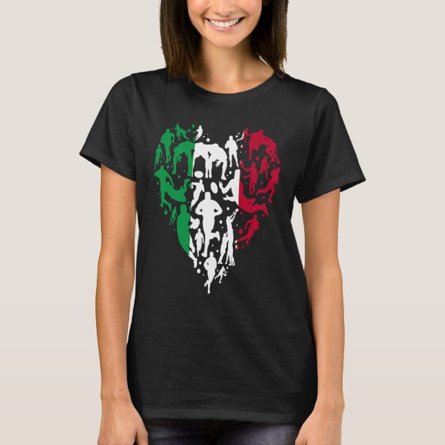 Italy Rugby Love Heart Italian Rugby Fan T Shirt (Framsida)