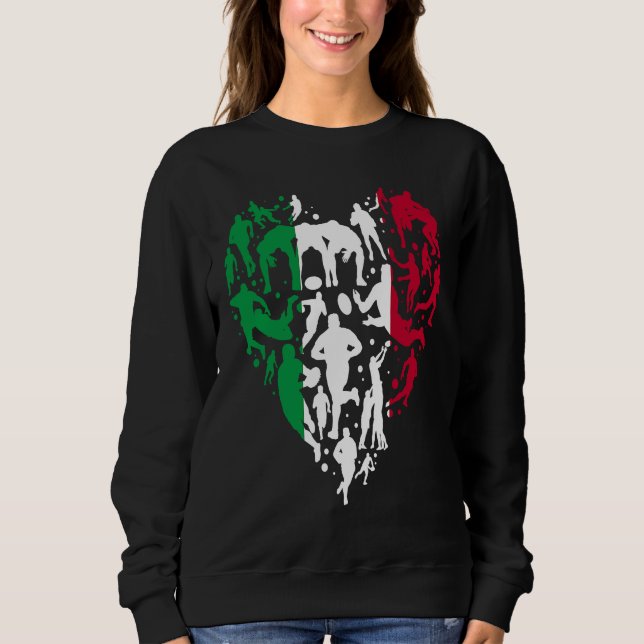 Italy Rugby Love Heart Italian Rugby Fan T Shirt (Framsida)