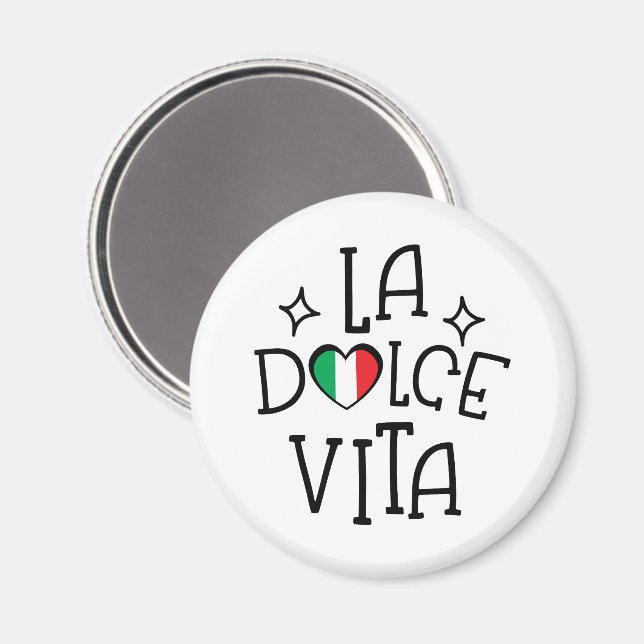 Italy Souvenir La Dolce Vita Heart Flag Magnet (Front/Back)