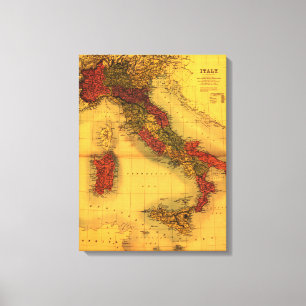 ItalyPanoramic MapItaly Canvastryck