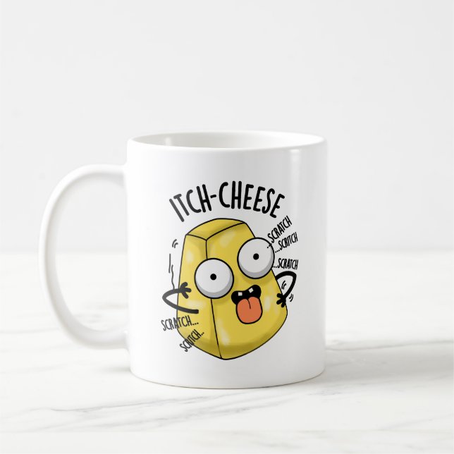 Itch-ost Funny Cheese Pun Kaffemugg (Vänster)