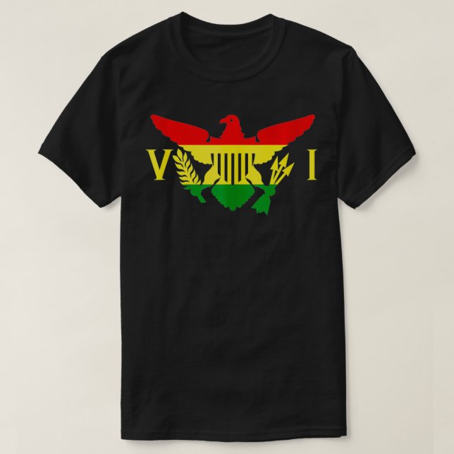 Ites Guld Grönt Vågrät Rasta Virgin Islands Fl T Shirt (Design framsida)