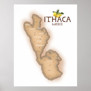 ithaca greece karta poster