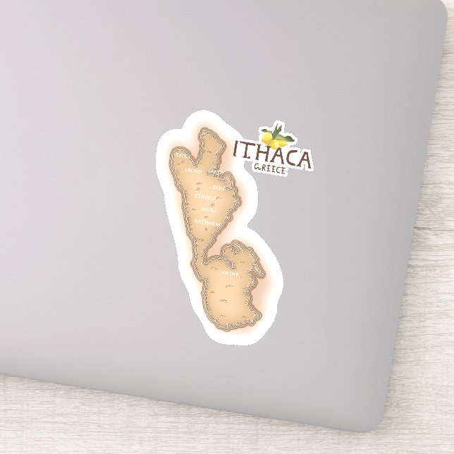ithaca grekland karta klistermärken (Detalj)