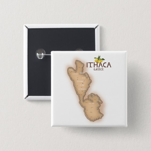 ithaca grekland karta knapp (Framsida & baksida)