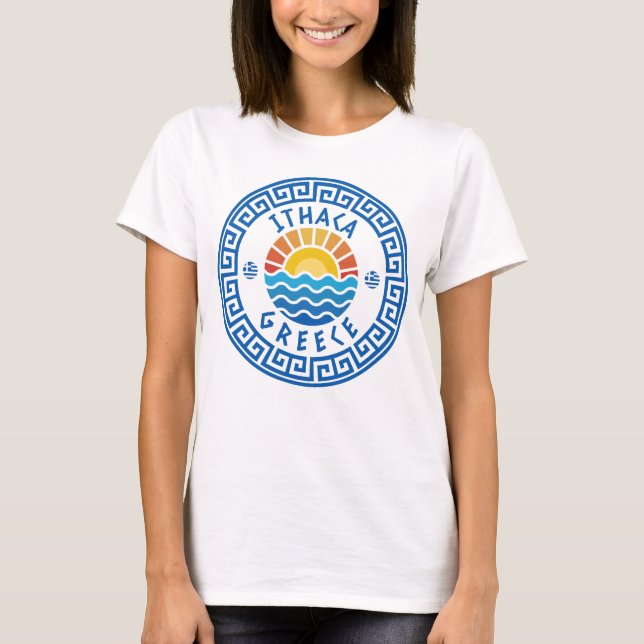 Ithaca, Grekland - Solskin och sjökvinnor T Shirt (Framsida)