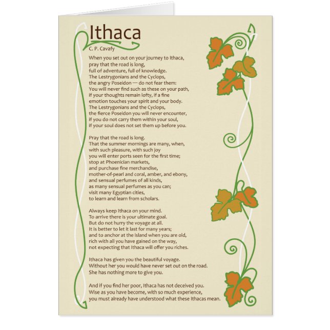 Ithaca kort - tom insida (Framsidan)