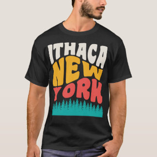 Ithaca New York State Parker Hiking Camping T Shirt