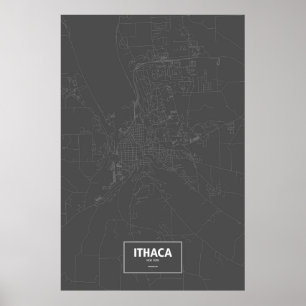 Ithaca, New York (vit på svart) Poster